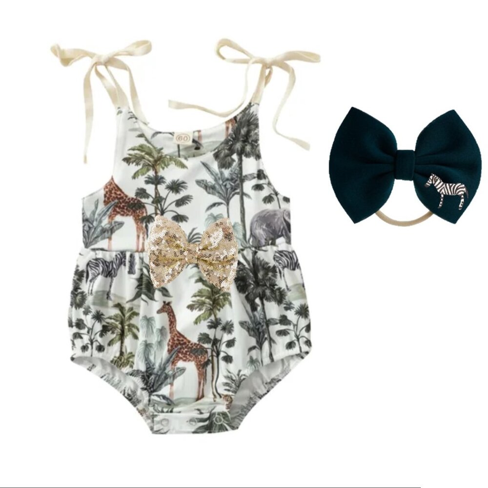 Safari Girl Romper Wild One Jungle Outfit Clothes Dress Two Wild Zoo Disney twin